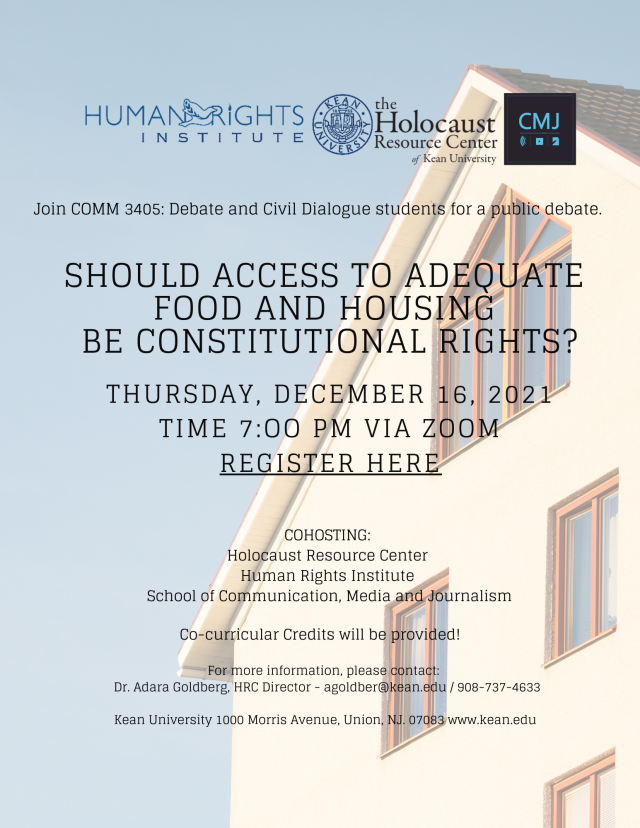 Should access to adequate food and housing be constitutional rights Event Flyer 2021